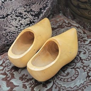 Dutch Collectible Decor Wooden Clogs Shoes Hand Carved